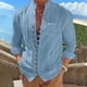 thumbnail image 1 of pstuiky camisa de manga larga para hombre, Camisa informal de moda para hombre, con cuello en V y mangas, transpirable tops de invierno para hombre l, 1 of 6