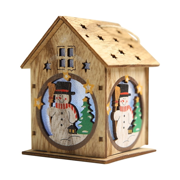 Casa de madera luminosa de Navidad con luz LED de colores Madera de bricolaje TFixol Ligero