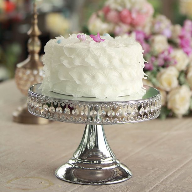 Efavormart 8" Metallic Crystal Beaded Round Wedding Centerpiece Cake