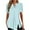 Light Blue, variant on Raeneomay Oversized T Shirts Women Summer Casual T-Shirt Solid V-Neck Hollowed-out Short Sleeve Pullover Blouse Tops
