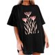 thumbnail image 2 of Fiudx Camisas de Mujer Camisetas Informales con Estampado de Flores para Mujer, Camisetas Extragrandes de Manga Corta, 2 of 7