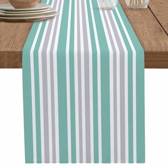 nqOlkjepod Turquoise Stripes Table Runner 108 Inches Long Farmhouse Dress Scarves, Modern Minimalist Horizontal Lines Dining Tablerunner for Coffee Table/Kitchen Island/Party Décor, 13" x 108"