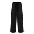 thumbnail image 6 of Wangmeiwg Women Wide Leg Pants for Women with Drawstring Baggy High Waist Casual Trousers with Pockets Comfortable Loose Yoga Pant Black XXL, 6 of 6