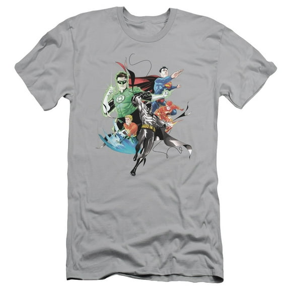 JLA Justice League Mashup S/S Adult 30/1 T-Shirt Silver