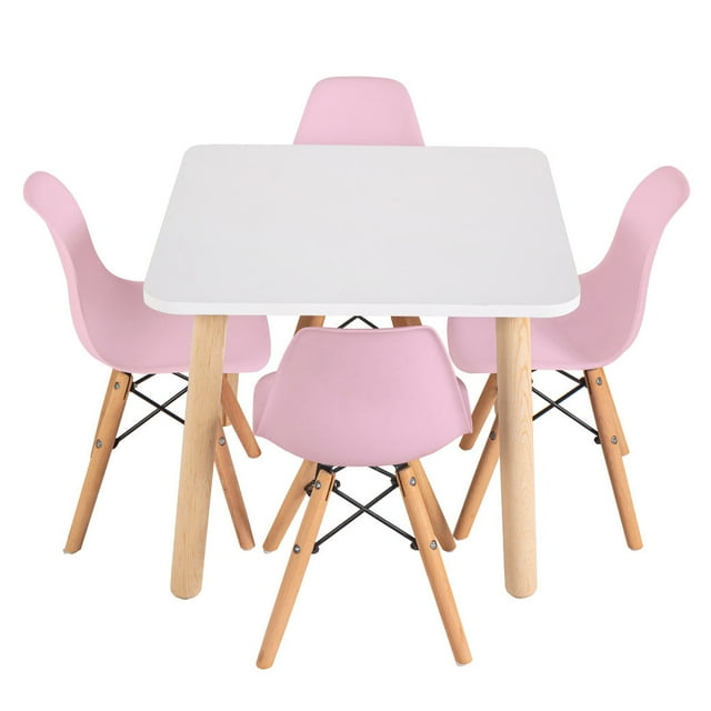 Mesa Melamina Cuadrada Duduk con 4 Sillas Berlin Rosa