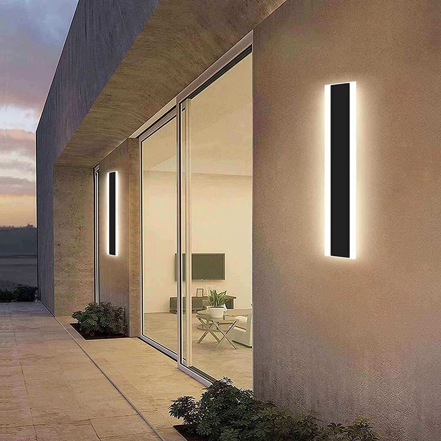 11.8inch Modern Outdoor Wall Light 3000K Warm White Linear Outdoor Wall Sconce Waterproof LED Long Outdoor Lights for Garage Garden Exterior