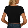 thumbnail image 5 of Babysbule Women's V Neck Button Placket Short Sleeve Henley T Shirt, Casual Loose Fit Top for Daily All Season Wear, 5 of 6