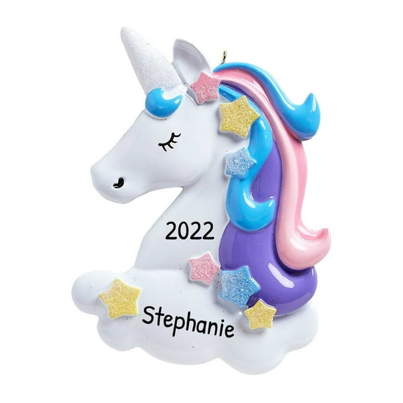 Personalized Unicorn Ornaments Christmas - Unicorn Tree Topper, Girly Ornaments, Unicorn Christmas Ornament, Unicorn Ornaments for Girls, Horse Ornaments - Unicorn Head - Free Customization