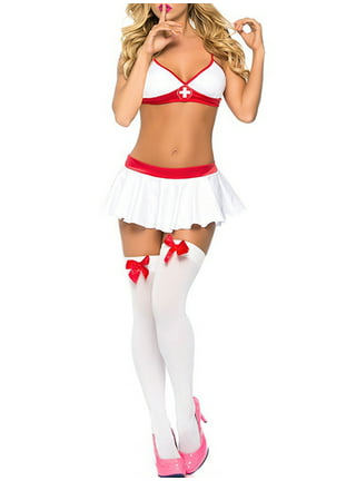 Womail Sexy Nurse Outfit Lingerie for Women,Ladies 4 Piece Nurse Uniform  Cosplay Costume Lingerie Set Valentines Day Plus Size Naughty Lingeries 