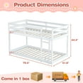 thumbnail image 7 of SESSLIFE Bunk Bed Twin Over Twin, Low Floor Bunk Bed with Guard Rails for Dorm, Small Space, No Box Spring Needed(White), 7 of 7