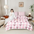 thumbnail image 4 of Homewish Love Heart Print Bedding Comforter Set 2pcs for Female Men Adults,Pink White Twin Comforter Sets Microfiber,Romantic Valentine's Day Breathable Bedding Set,Microfiber Bedroom Decor, 4 of 8