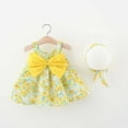 thumbnail image 2 of MEZZALL Baby Girls Kids Dresses Summer Toddler Floral Ruched Sleeveless Dress Sundress, Yellow, 2-3 Years, 2 of 3