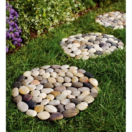 - Set of 3 Indoor / Outdoor Multicolored River Rock Stepping Stones