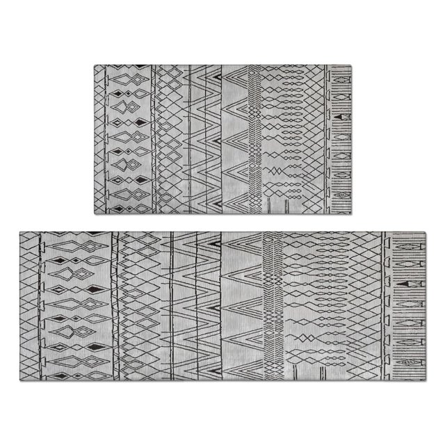Create a Boho Vibe with Black Kitchen Rug Set - Non-Slip, Machine-Washable Mats in Black & White, Perfect Decor for Your Floor