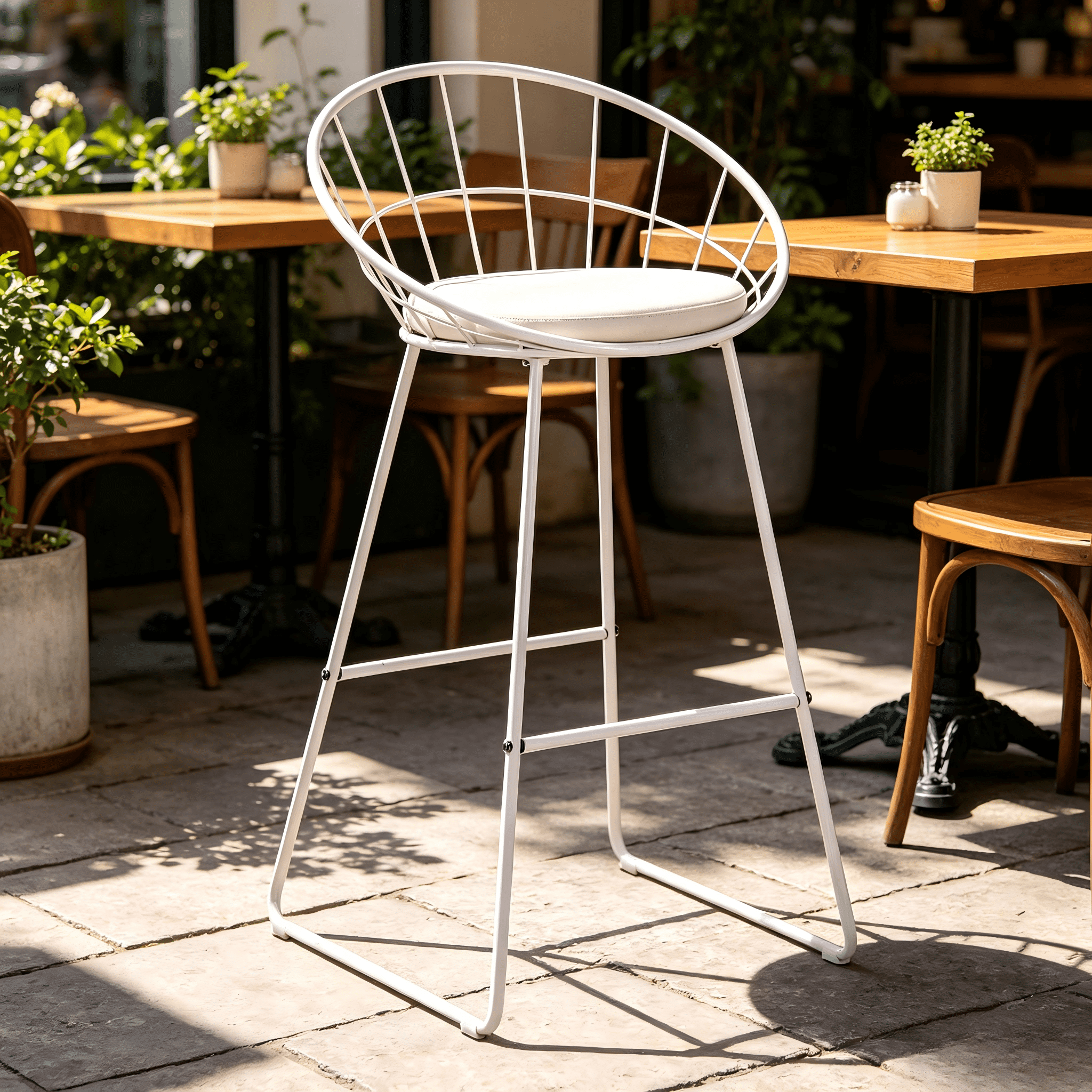 2Pcs Modern Nordic Counter Height Bar Stools, 29.5" Seat Height Industrial Bar Chairs with Curved Hollow Metal Frame Backrest, Padded Faux Leather Seat,Assembly Needed