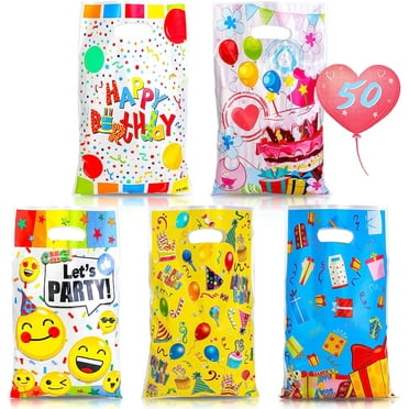50pcs Party Goodie Bags Plastic Birthday Gift Candy Bags for Kids School Rewards Treat Party Favors