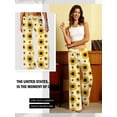 thumbnail image 6 of SLADYGLO Women Daisy Print Tie Waist Wide Leg Lounge Pants, 6 of 7