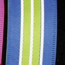 The Ribbon People Striped Green and Blue Wired Craft Ribbon 1.5" x 40 Yards