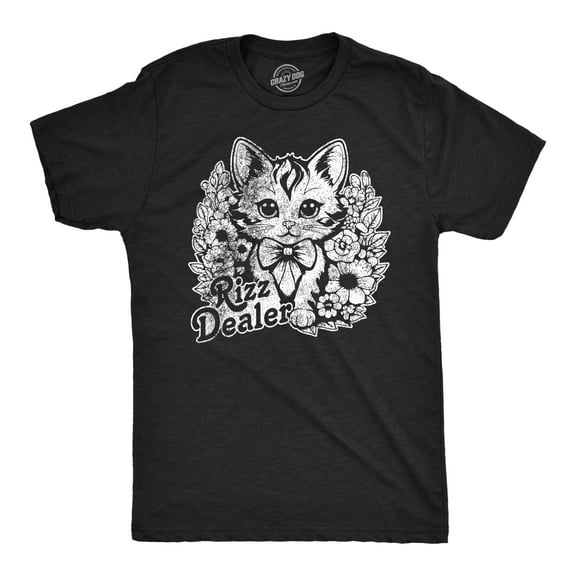 Mens Funny T Shirts Rizz Dealer Sarcastic Kitten Graphic Novelty Tee for Men Graphic Tees