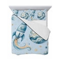 thumbnail image 7 of Quilts Full Size Bedding Set, Light Blue Space Rocket Lightweight Quilted Comforter, Modena Abstract Universe Planet Soft Reversible Bedspread Coverlet with Pillow Covers for All Season, 78" x 90", 7 of 7