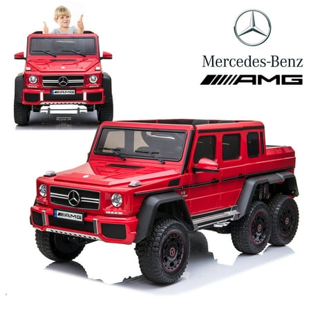Licensed Mercedes Benz AMG G63 6x6 Kids Ride On Car with 2.4G Remote Control, 12V 4 Motors, Stroller Function, Openable Doors, Spring Suspension, USB MP3 Player & Bluetooth