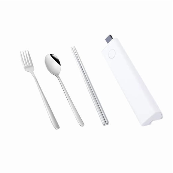 3 pcs Stainless Steel Reusable Cutlery, Portable Silverware Lunch Box, Include Fork Spoon and chopsticks with Case