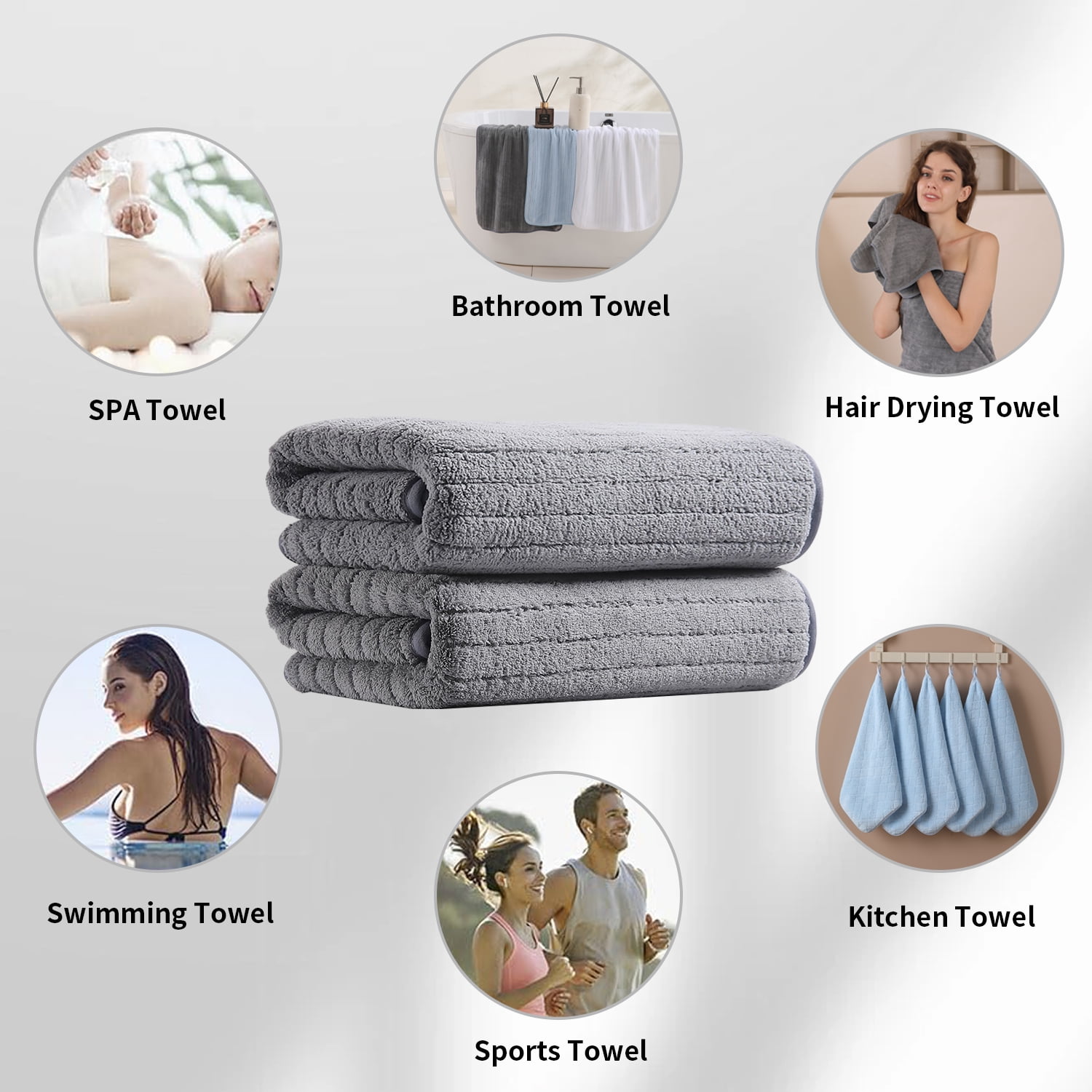 Covina Home 12 Pack Dark Gray Hand Towel Set, Oversized Ultra Soft Microfiber Bathroom Bath Hand Towel Set Adult Luxury Lightweight Cozy Collection