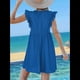 thumbnail image 5 of Vestido Tipo Cárdigan de Corta con Cuello en V y Ribete de Encaje, Azul, Talla XXL, 5 of 6