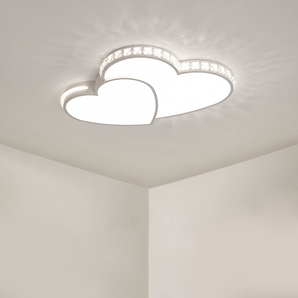 20in Modern Crystal Heart-Shaped Design Ceiling Lamp, Crystal Flush Mount Ceiling Light Fixture LED Light Fixture for Living Room Bedroom ,Cool White Light