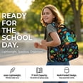 thumbnail image 7 of SCRAWLGOD Dinosaur Tropical Leaf Print Black 17 inch Backpack for Women Men Large College Bookbags Kids School Bag for Girls Boys Multi-Pocket Portable Large Knapsack, 7 of 7