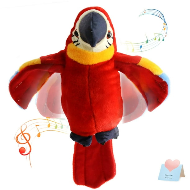 Peluche parlante Houwsbaby rojo con forma de loro interactivo de 23 cm