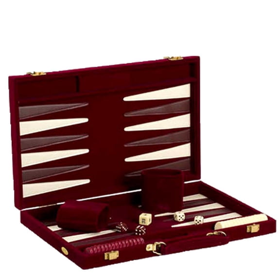 Burgundy Velvet Elegance Backgammon 18" Set for Timeless Gaming | Timeless Sophistication and Luxury | Elegance in Every Move |