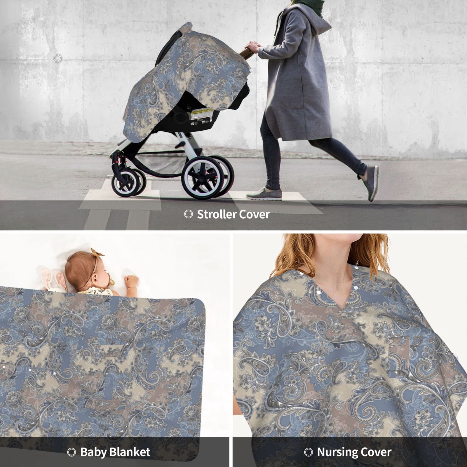 Car Seat Cover Baby - Paisley Pattern No.9066 Breathable Infant Car Seat Cover for Baby Carseat, Lightweight Comfort Baby Essentials Must Haves Newborn Stuff for Girl Boy