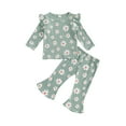 thumbnail image 2 of Aojekbee Baby Girl 2Pcs Fall Outfits Ruffle Long Sleeve Floral Print Tops + Flare Pants Set Toddler Clothes, 2 of 10