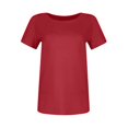 thumbnail image 5 of Women Summer Crew Neck Short Sleeve Tops Ribbed Knit Slim Fit Fashion Basic Tee Shirts Casual Going Out Top #03Red XL, 5 of 5