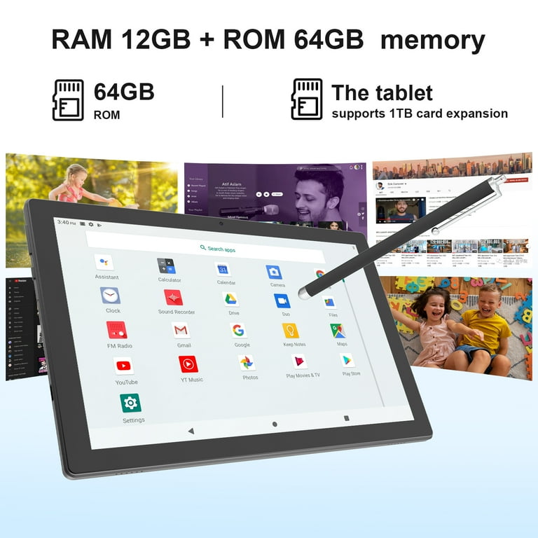 Android 15 Tablet with Case, 10 inch Tablets, 12GB RAM 64GB ROM
