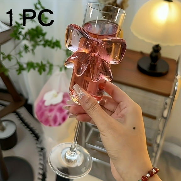 1/2/4PCS Pink Bow Champagne Glasses 170ml - Crystal Clear Shatterproof Wine Cups for Wedding/Party, Elegant Flutes for Sparkling Wine, Champagne & Roostertails
