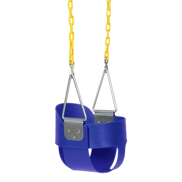 Eastern Jungle Gym Heavy-Duty High Back Full Bucket Toddler Swing Seat | Coated Swing Chains Fully Assembled | Blue Swing Set Accessory
