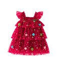 thumbnail image 2 of Mifsaly Little Girls Tulle Tutu Dress Christmas Star Cap Sleeve Tiered toddler Princess Dresses Lightweight Flowy Wedding Holiday Party Gowns, 2 of 7
