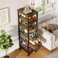 thumbnail image 3 of Tribesigns Wood Fruit and Vegetable Storage Rack Set of 2, 5-Tier Narrow Snack Stand Fruit Basket Kitchen Stand, Rustic Brown and Black, 3 of 7