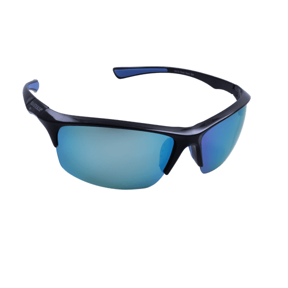 Sea Striker Reel Deal Beach Boating Fishing Polarized Sunglasses Men Women Black Frame w/Blue Mirror Lens