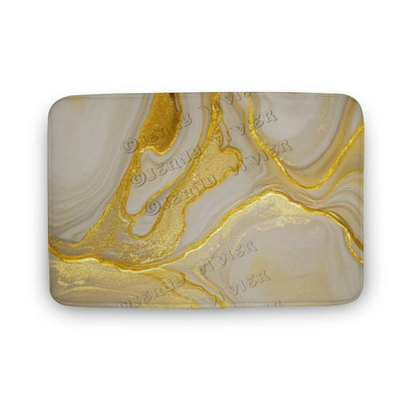 16x24 Inch Gold Marble Printed Bath Mat - Soft and Washable