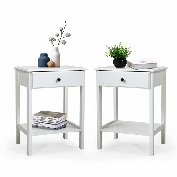 Jaxpety 2 Tier Nightstand Set of 2 Bedside Table with 1 Drawer and