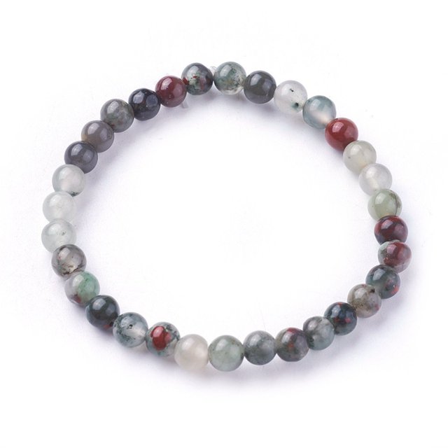 Natural African Bloodstone Beads Stretch Bracelets Round 1-7/8 inch~2-1/8 inch(4.9~5.3cm) Beads: 6~7mm