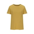 thumbnail image 4 of OKBOP Short Sleeve Ladies Tops Plus Size Yellow Solid Crew Neck Ribbed T-Shirts Womens Shirts, 4 of 6