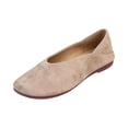 thumbnail image 2 of HTHLVMD Womens Soft Suede Ballet Flats, Closed Toe Slip-On Shoes, Flat Shoes for Women Slip On Comfortable Walking Ballerina Shoes Ladies Cute Ballet Flats Pumps Low Wedge Dolly Shoes, Beige 5.5, 2 of 4