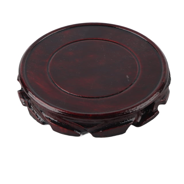 Round Wooden Base, Multifunctional Home Decoration Display Stand Retro Carving Elegant Beautiful For Gift For Home Decoration Inner Diameter 13 Height 2.5 Cm