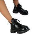 thumbnail image 2 of Xfvqtps Womens Chunky Heel Ankle Boots Square Toe Lace up Mid Heel Booties Faux Leather Comfortable Casual Boots for Women Black, 2 of 9