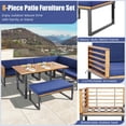thumbnail image 6 of Costway 8pcs Patio Acacia Wood Dining Table & Ottoman Sofa Chair Set Outdoor Furniture, 6 of 10