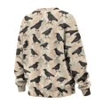thumbnail image 5 of SCRAWLGOD Crow Print Beige Women's Sweatshirts with Pockets Long Sleeve Crewneck Drop Shoulder Sweatshirt Cozy Fall Winter Casual Clothes Oversized Soft Tops, S, 5 of 7